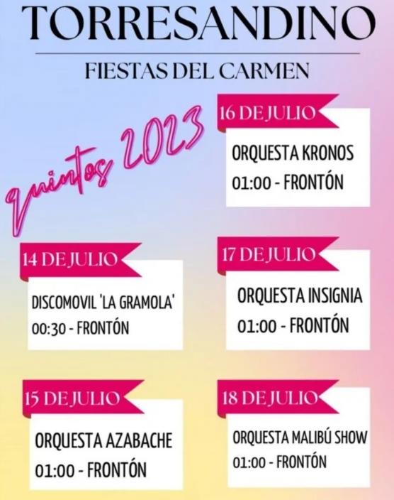 Cartel orquestas de quintos 2023