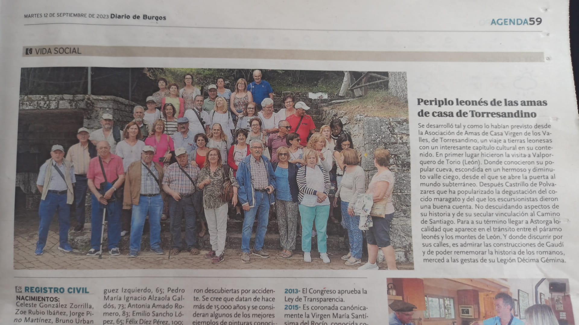 Noticia en prensa del viaje a León 